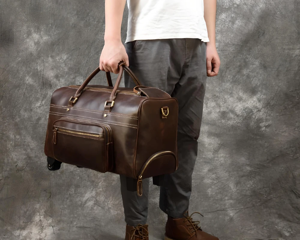 leather carry on bag mens